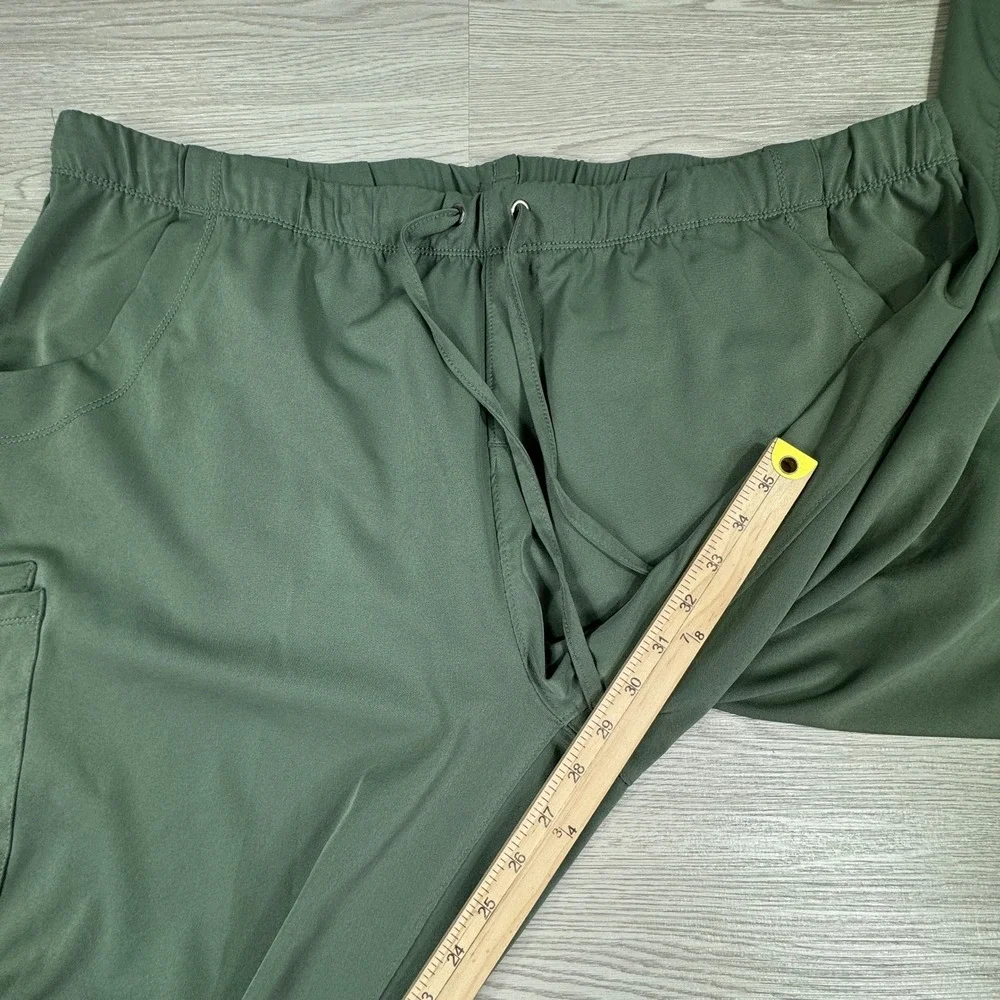HH Works Women Scrub Pants Healing Hands Green 2XP Cargo Pockets Elastic Waist - Picture 5 of 9